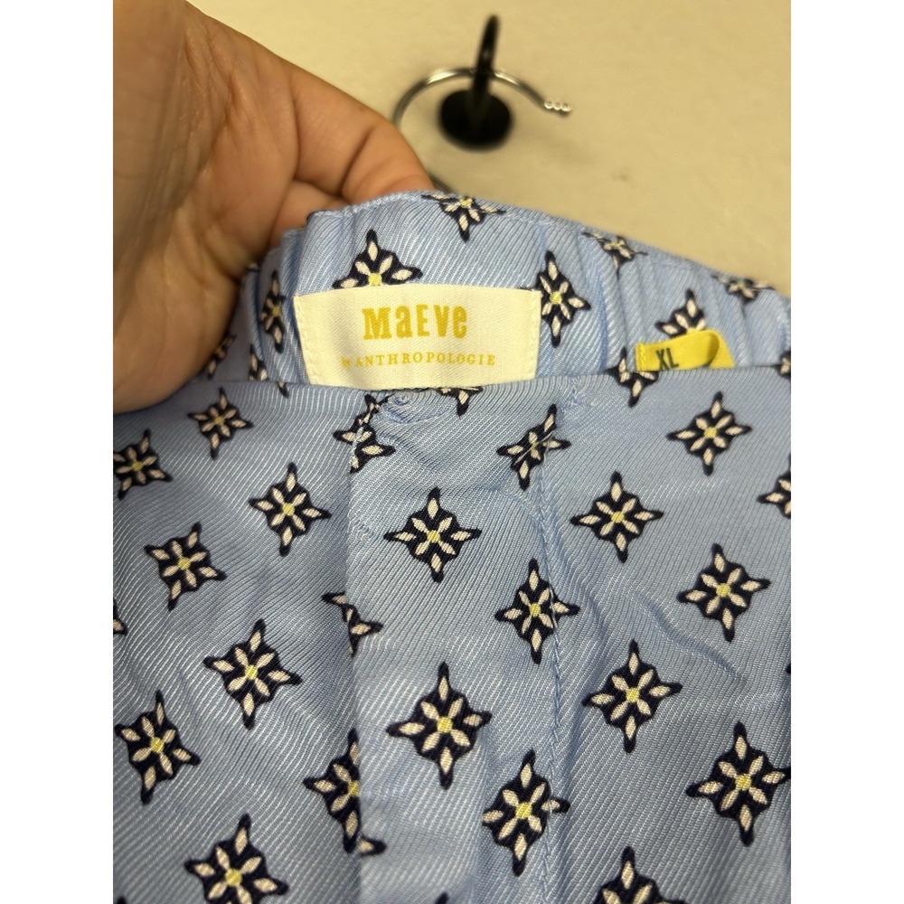 Anthropologie Maeve Scarf Print Blue A-line Culottes Wide Leg Pants Pockets XL - Picture 11 of 13